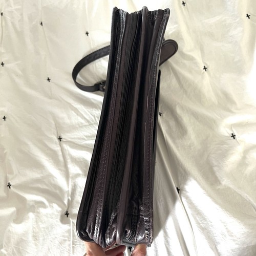 VTG Leather Briefcase Binder Trapper Keeper Zip Shoulder Strap Office Bag School - Picture 4 of 12