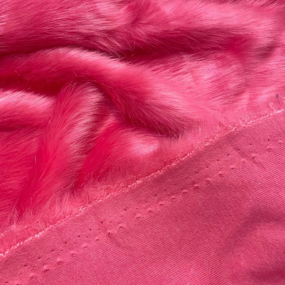 Dekofell Langhaar-Kunstfell Dekostoff Rosa/Pink Fellimitat Webpelz 175 cm - Bild 2 von 4