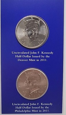 2011 USA USA Denver & Philadelphia Mint J. F. Kennedy Half Dollar Münze & Briefmarke