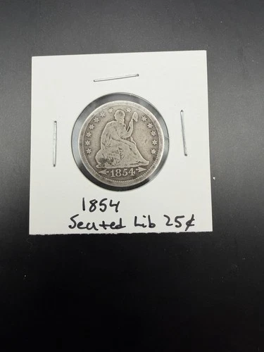1854 Seated Liberty Quarter with Arrows 90% Silver Good Type Coin