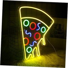 Pizza Shaped Neon Sign USB Powerd LED Signs Wall Decor Yellow Neon Pizza-Yellow