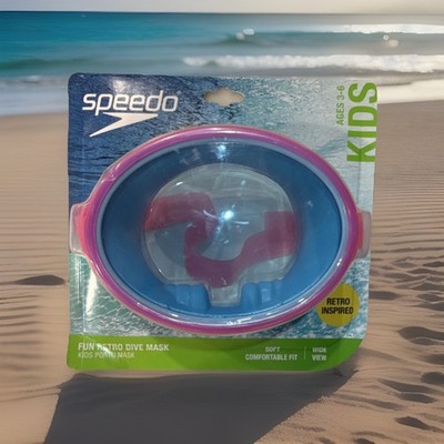 Speedo Fun Retro Dive Mask for Kids Ages 3-6 Retro Inspired Pink Blue