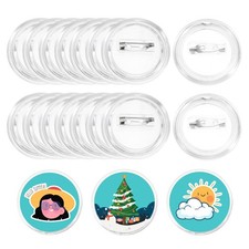 25 PCS Blank Buttons Pin Maker Badges Acrylic Clear 1.46 Inch DIY Photo Craft
