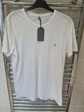 Image of ALLSAINTS Mens Tonic T Shirt Optic White Crewneck Top SS Cotton Large