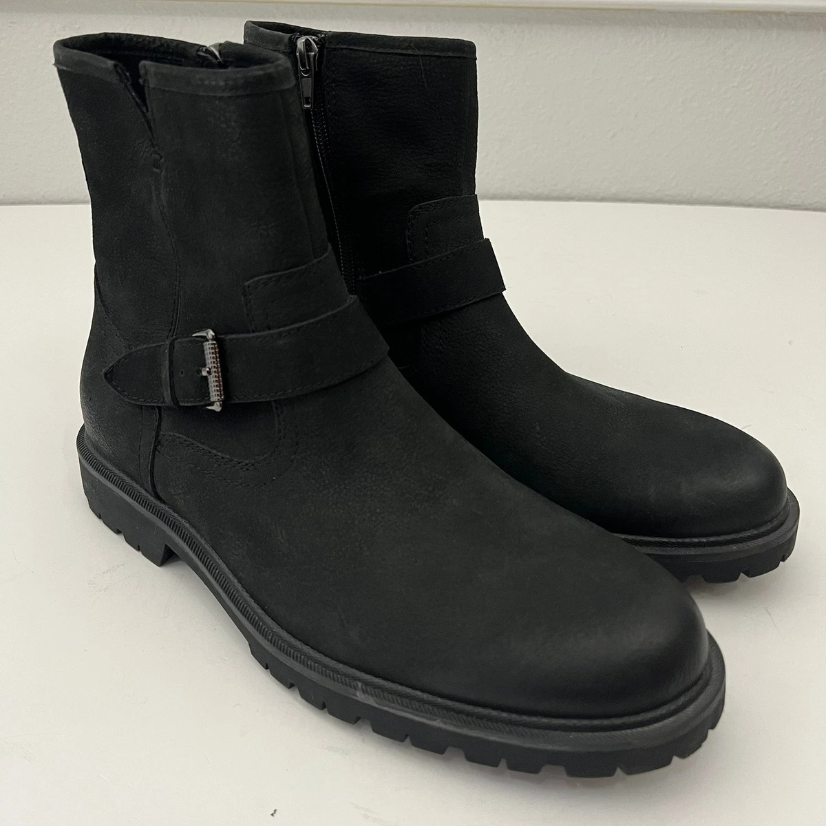 Crown Vintage Darveen Moto Boots Leather Side Zip Buckle Black Mens 10M Crown Vintage Women main image 4