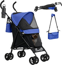 Passeggino per Cani Pieghevole per Cani E Gatti Con Finestra a Rete, Tracolla, B