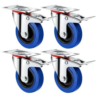 Transportrollen Schwerlastrollen Lenkrollen mit Bremse Blau Möbelrollen 125mm