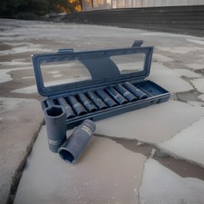 12pcs 12 Dr. Deep Impact Socket Set Metric Cr-mo 6 Point 10mm - 24mm Wcase