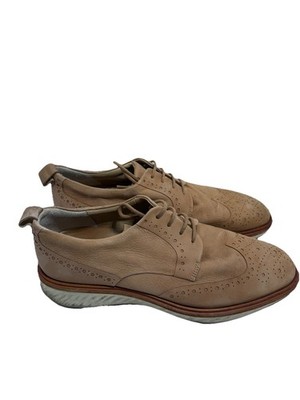 Men's 9 ECCO St. 1 Hybrid Lite Amber Brown Leather Brogue Brown Wingtip Shoes