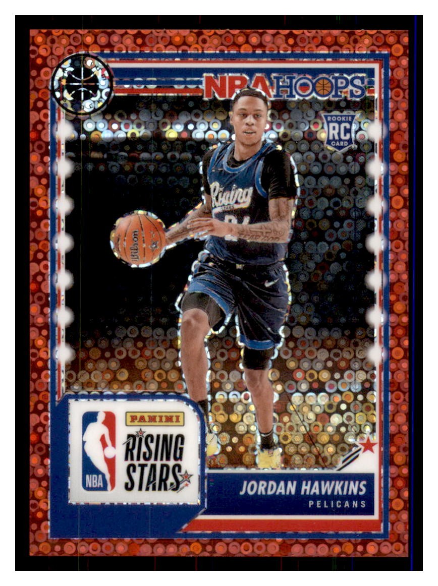 Jordan Hawkins 2023-24 Hoops Premium Stock RC /149 Red Disco Prizm #288 Pelicans