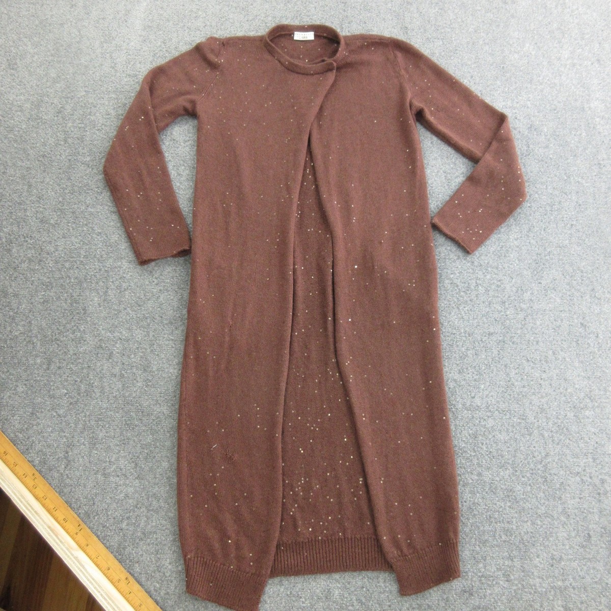 Brunello Cucinelli Cardigan Womens Large Brown Cashmere Silk