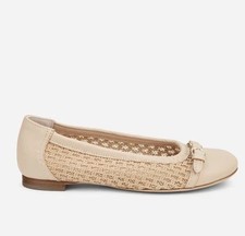 Attilio Giusti Leombruni Monia Plots Leather Woven Ballet Flat Nude Beige 8.5