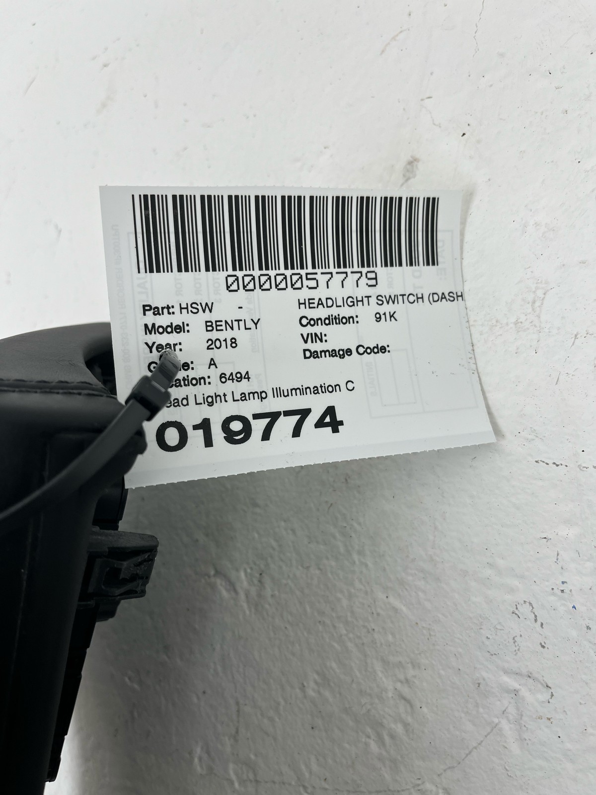 2015-2020 BENTLEY BENTAYGA OEM Head Light Lamp Illumination Control Switch Panel
