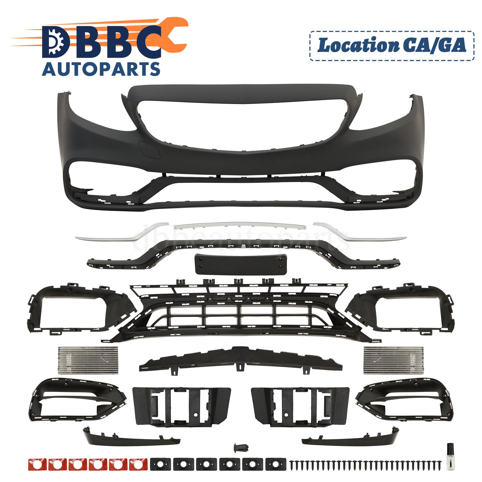 Front Bumper Cover Kit Fit For Mercedes Benz C-Class 2015-18 W205 C300