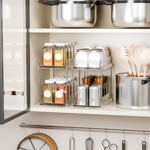 2 Tier Vertical Spice Rack Pull Out,10.4'' Deep Narrow Slide Out Spice Rack O... - Picture 6 of 9