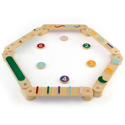 Wooden Balance Beam w/ Stepping Stones Balance Board Toy Playset for 1+ Toddlers
