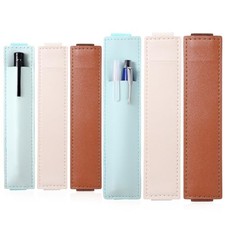 6 Pcs Adjustable Elastic Pen Holder for Notebook Pen Sleeve Pouch PU Leather