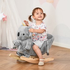 Kids Soft Ride-On Rocking Horse Animal, Koala Rocker Toy w/ Realistic Sounds