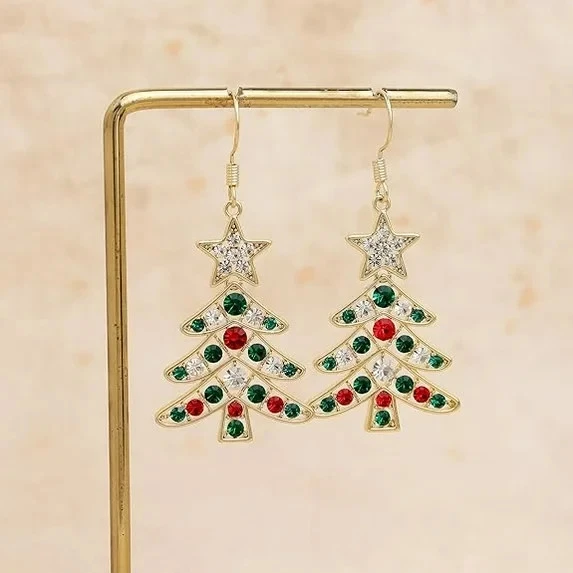 14K Yellow Gold Plated 2Ct Round Lab Created Ruby Christmas Drop/Dangle Earrings - image 2 of 4