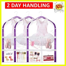 3 Pack Clear Kids Dance Costume Garment Bag Garment Bags for Hanging Clothes,...