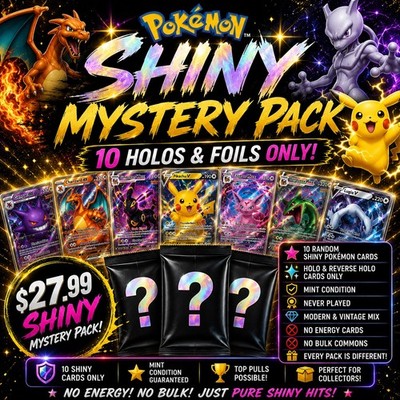 Pokémon Mystery Pack 10 Cards | Mint Condition | Holo, Rare, Full Art Possible.