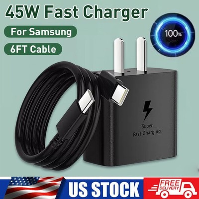 45W PD Super Fast Wall Charger+Type-C Cable For Samsung Galaxy S23 S22 S21 S20