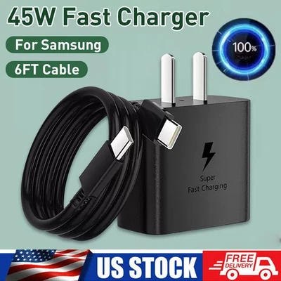 THE-PHONE-ZONE 45W PD Super Fast Wall Charger+Type-C Cable For Samsung Galaxy S23 S22 S21 S20