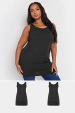 Yours Curve Women's Plus Size 2 Pack Longline Vest Tops