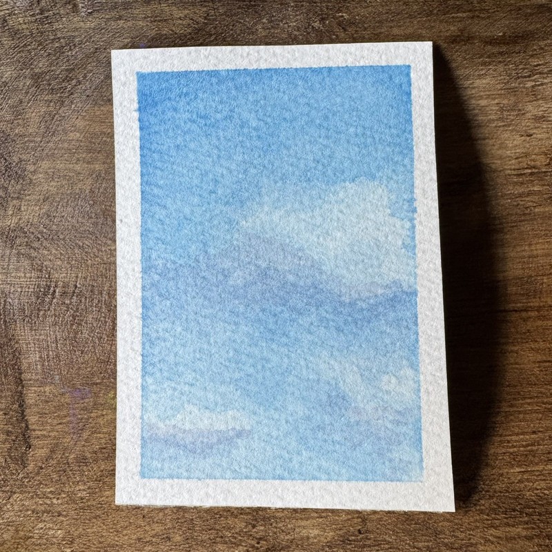 ACEO Small Blue Sky Cloud Watercolor Painting Art, #3 in Series