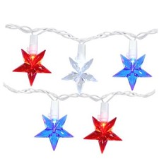 50 LED Red White Blue Star Lights, 18.5FT 4th of July 50LED-Red White Blue