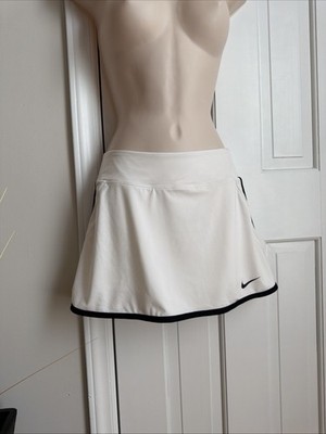 Nike Dri-Fit Skorts Size M White With Black Trim Mini Style Poly/ Spandex Blend