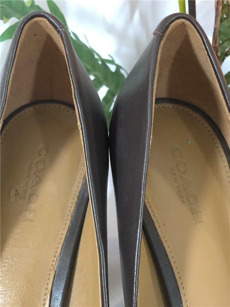 COACH Zan Women's Brown Leather Pumps Heels Shoes A6831 Size EU37.5