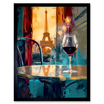 Reflections of Paris Eiffel Tower Painting Restaurant Framed Art Picture 12x16