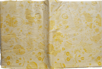 Vinyl Flannel Back Tablecloth 52''x104'' Oblong, EASTER THEME ON YELLOW # 2, HP