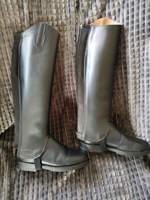 Dressur Leder Stiefel Reit Chaps Gr S Stiefellette Gr 37 inkl. Tasche