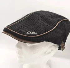 Jamont Men Hat/Cabbie/Newsboy/Slider Adjustable Black Brown Trim And Visor