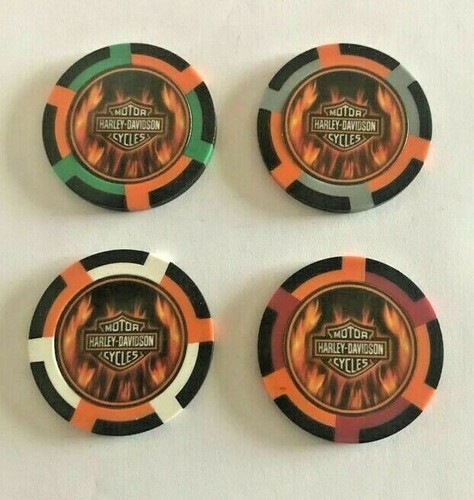 4 pc. Set 4 Different Colors Harley Davidson Poker Chips