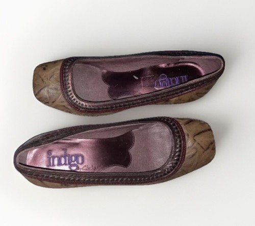 NEW Indigo by Clarks Pumps Womens Brown/Purple Textured Leather Slip On Size 7.5 - Picture 3 of 6