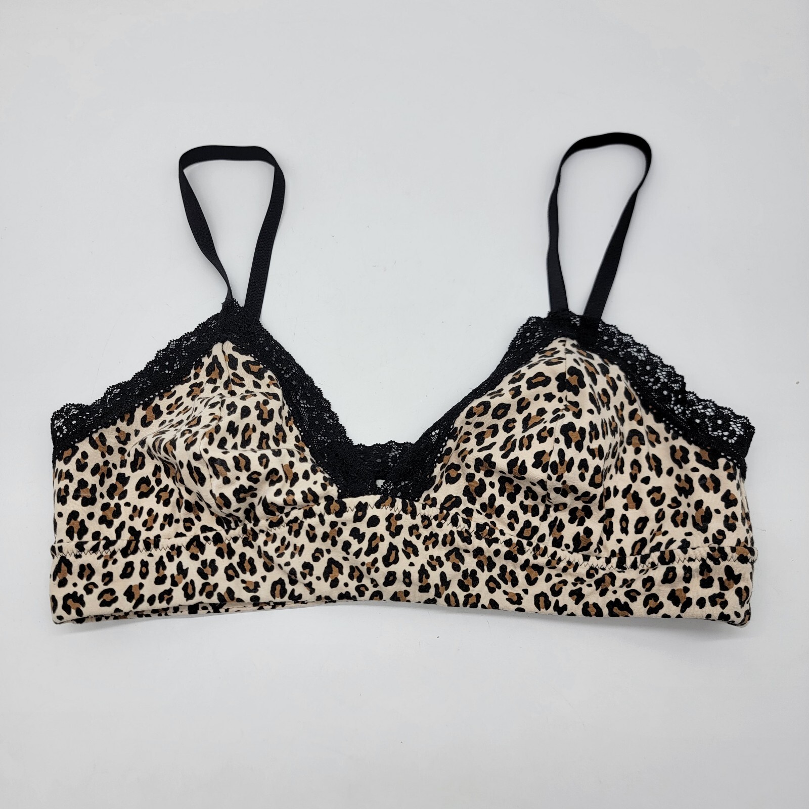 Jenni Intimates Women's Bralette Animal Print Lace Trim Size L-image