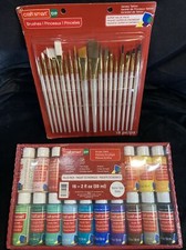 16 Color Matte Acrylic Paint Set  18 Pc Brush Set New Sealed  Free Shipping 