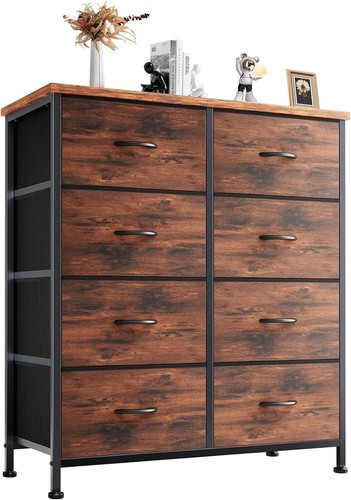 Dresser for Bedroom with 8 Fabric Drawers, Tall Chest Organizer Units