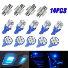 14Pcs LED Lights Interior Package Kit Ice Blue Dome Map License Plate Lamp Bulbs