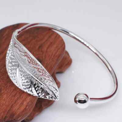 Offenes Blatt Frau Mode 925 Sterling Silber Manschette Armband Form Charm Armreif