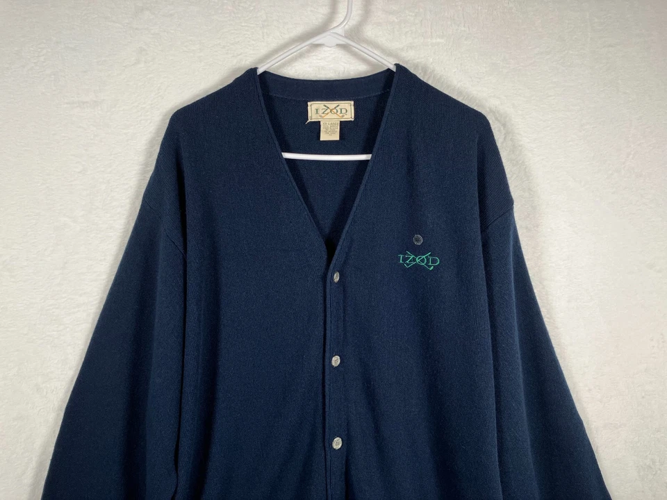 Cárdigan Suéter De Colección IZOD Golf Talla 2XL Azul Marino EE. UU. Stock Muerto Nuevo Sin Etiquetas Logo del Abuelo Foto 2 de 4