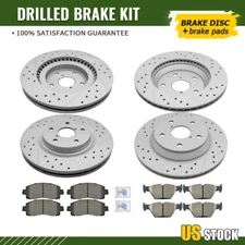 Front Rear Drilled Disc Rotors Ceramic Brake Pads For 2019-2023 Subaru Forester