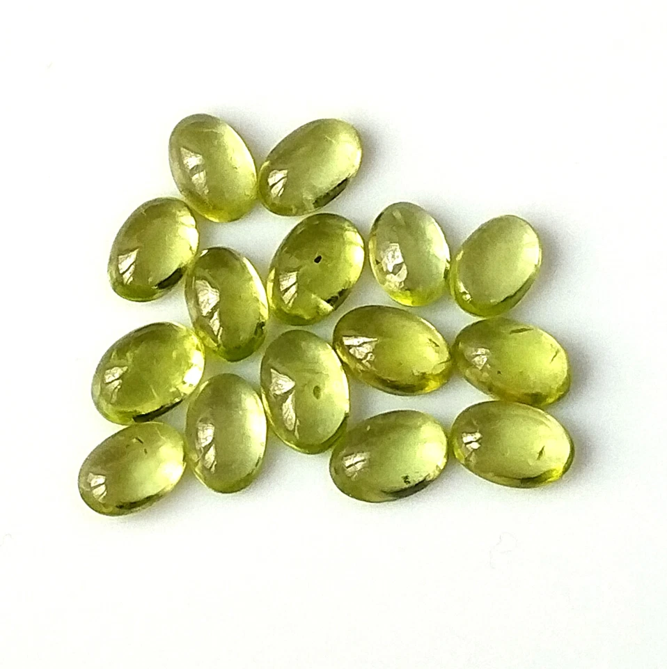 6X4 mm Oval Natural Green Peridot Cabochon Calibrated Wholesale Loose Gemstone - image 2 of 4
