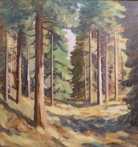 OLUF SORENSEN-RANDBOL! FOREST LANDSCAPE WITH PINE TREES - Picture 2 of 4
