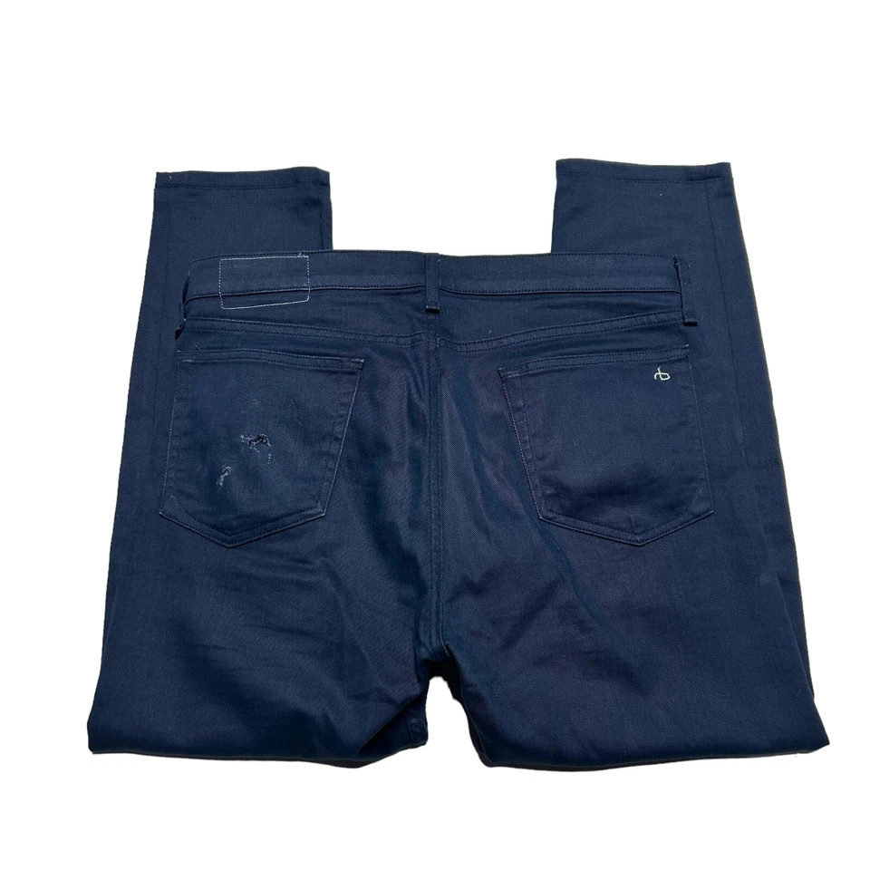 Rag & Bone Jeans Mens 34 X 26 Fit 2 Slim Leg Navy Blue Denim Stretch Worn - Image 3 of 4
