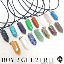 Reiki Chakra Hexagon Natural Quartz Crystal Healing Point Cut Pendant Necklace