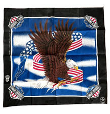 VTG Harley Davidson Bandana Eagle In Flight Stars And Stripes Red White Blue NOS